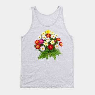 Bunch of Dahlias and Ferns Floral Photo Tank Top